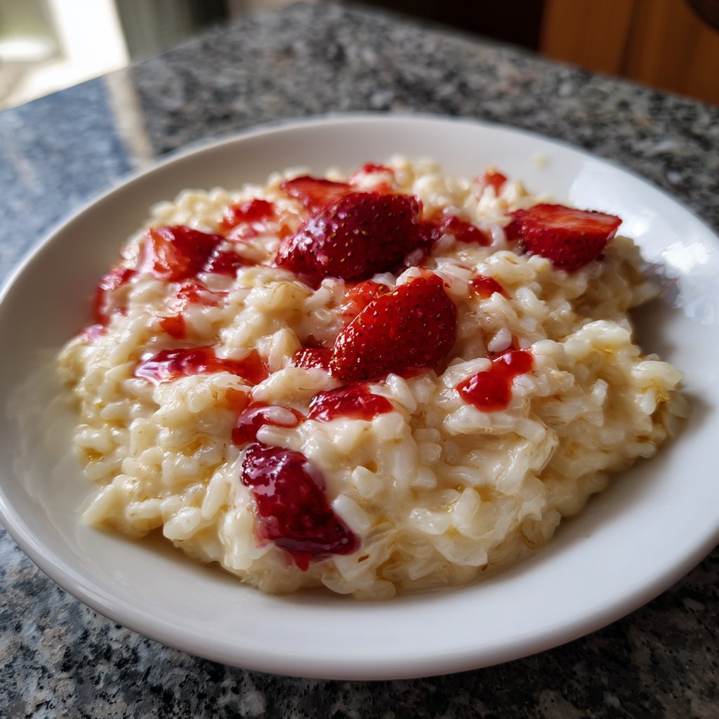 Cremiges Valentinsrisotto mit Erdbeernote