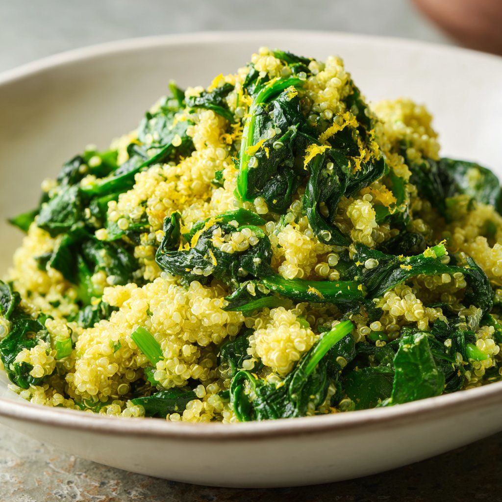 Quinoa mit Spinat und Zitrone