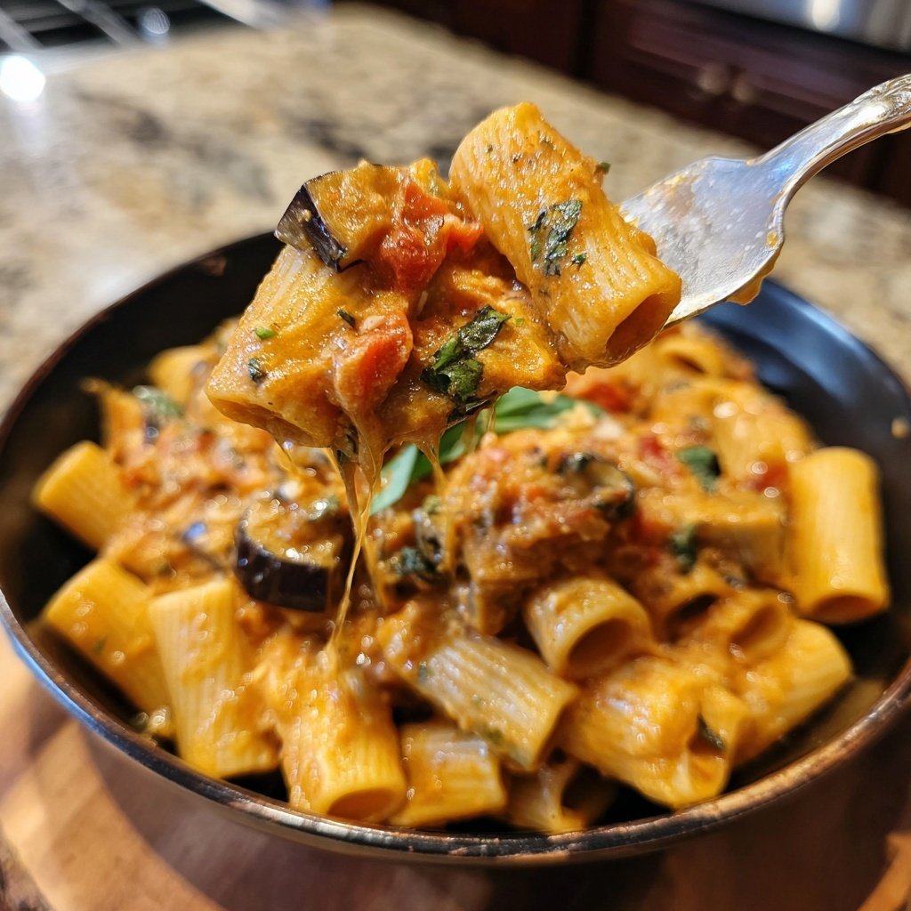 Rigatoni mit Auberginen-Tomatensauce