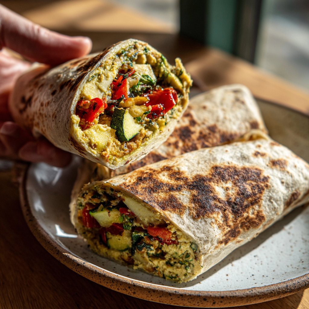 Wraps mit Ofengemüse und Hummus