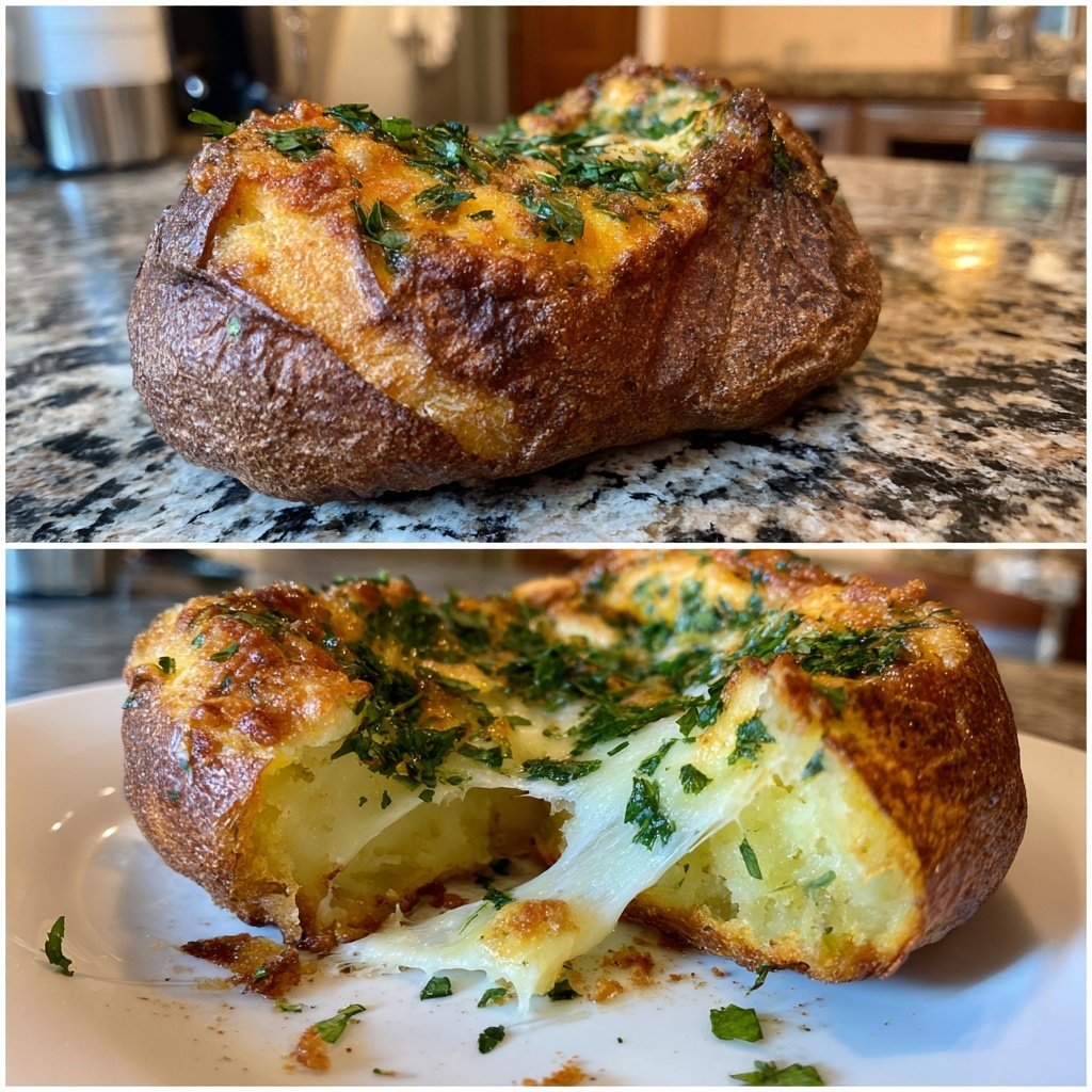 Mittagessen mit Ofenkartoffeln