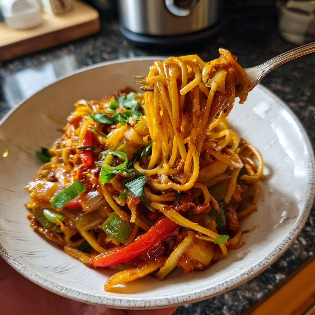 Abendessen mit Pasta und Gemüse
