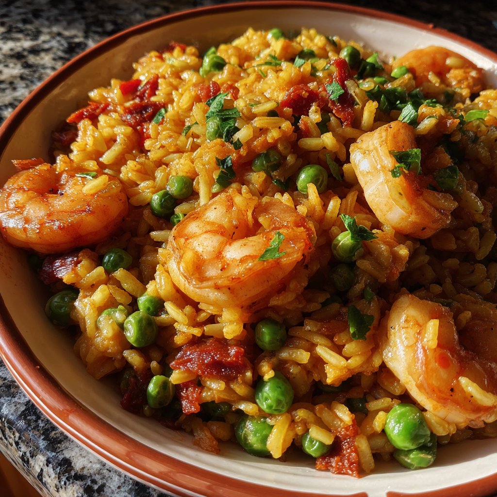 Paella mit Erbsen