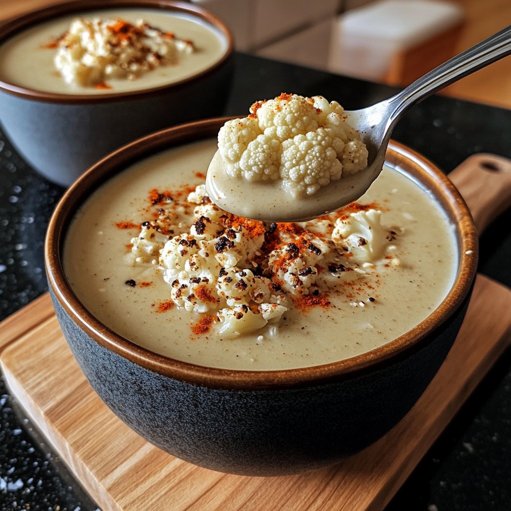 Vegane Blumenkohlsuppe mit Gewürzen